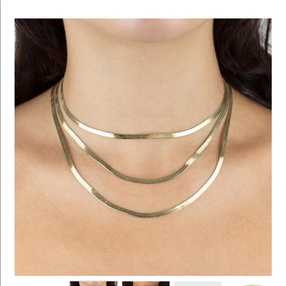 Gold Herringbone Choker from Adinas Jewels - Picture 4 of 6